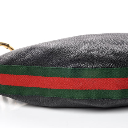 Gucci Pebbled Calfskin Web Bamboo Ring Hobo Black 5 of 12