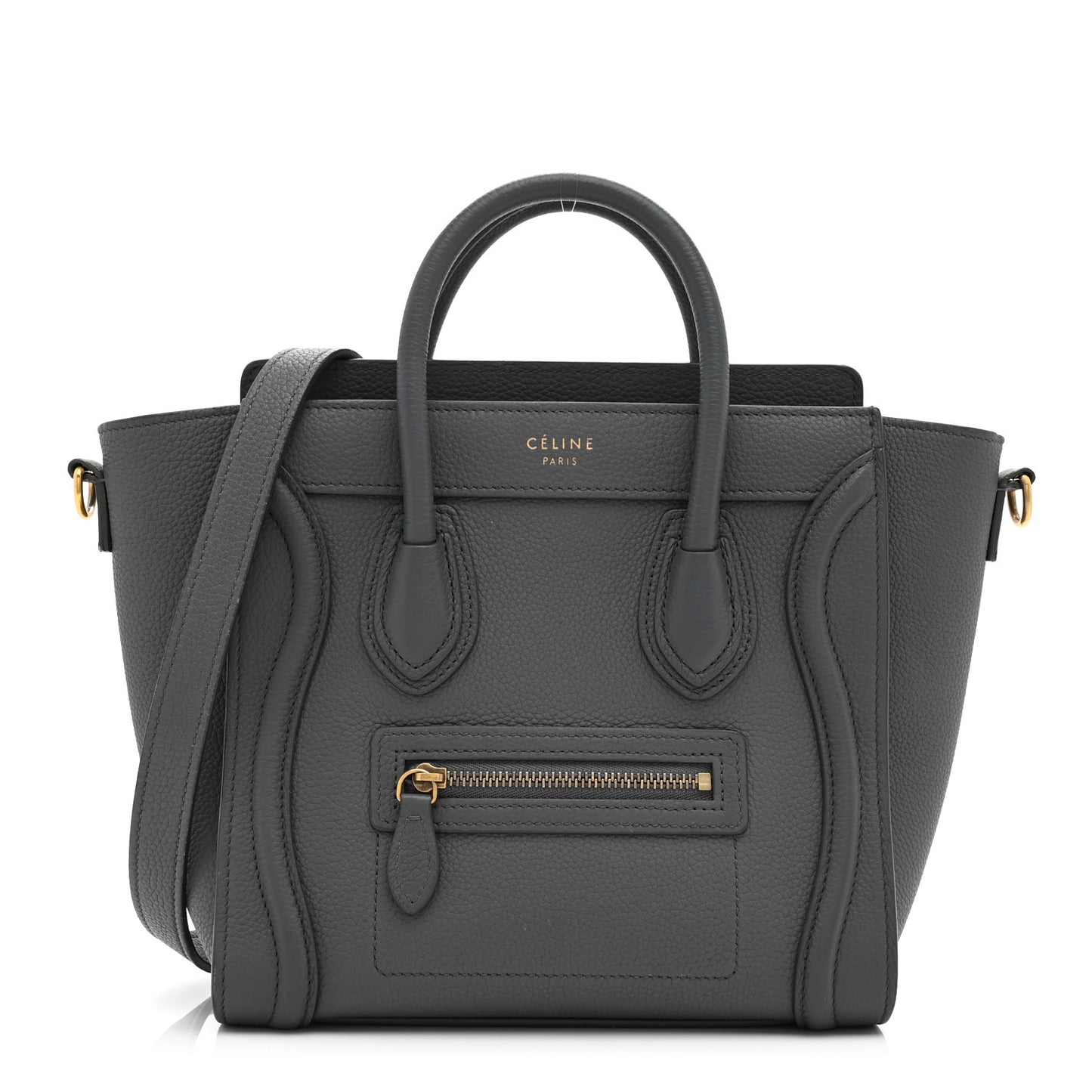 Drummed Calfskin Nano Luggage Kohl