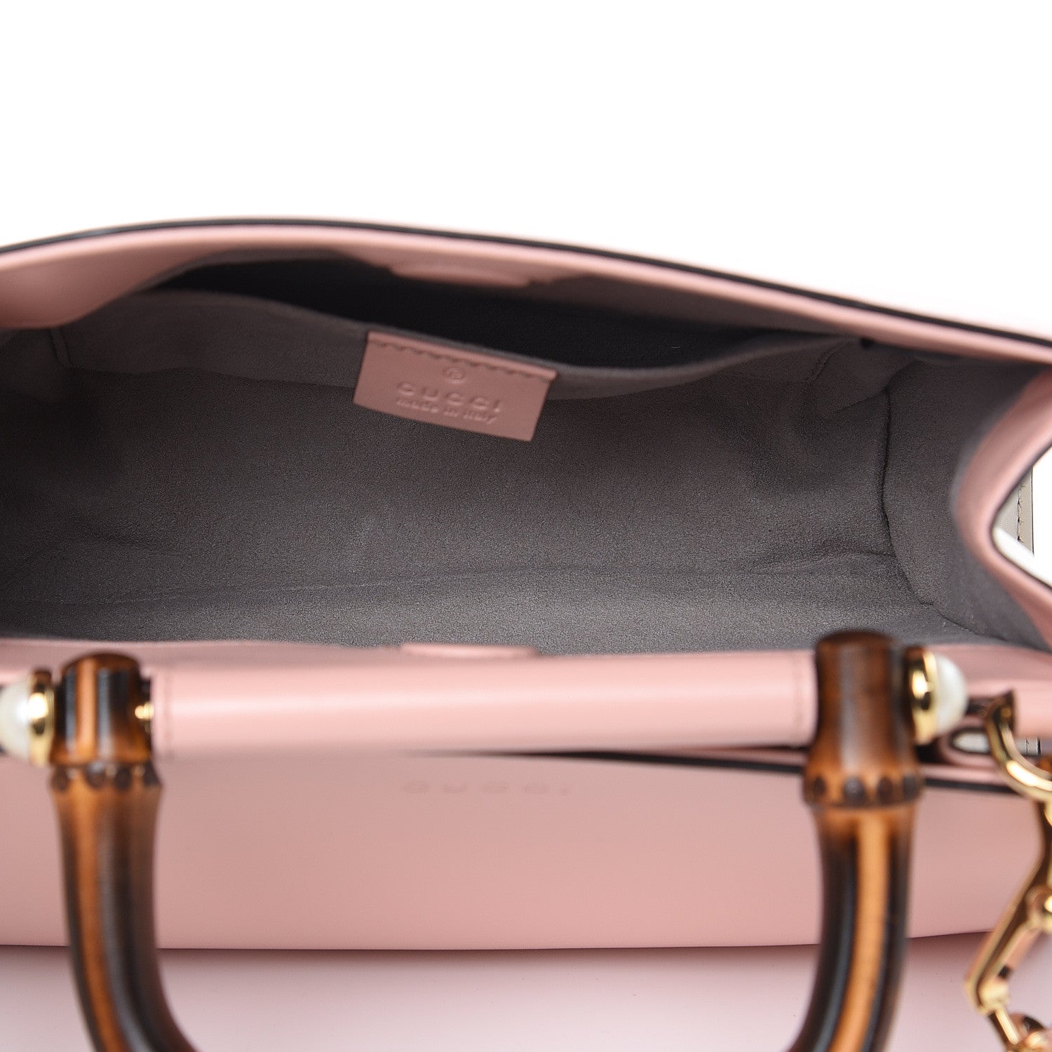 Gucci Nappa Bamboo Web Mini Nymphaea Top Handle Bag Perfect Pink Mystic White 6 of 10