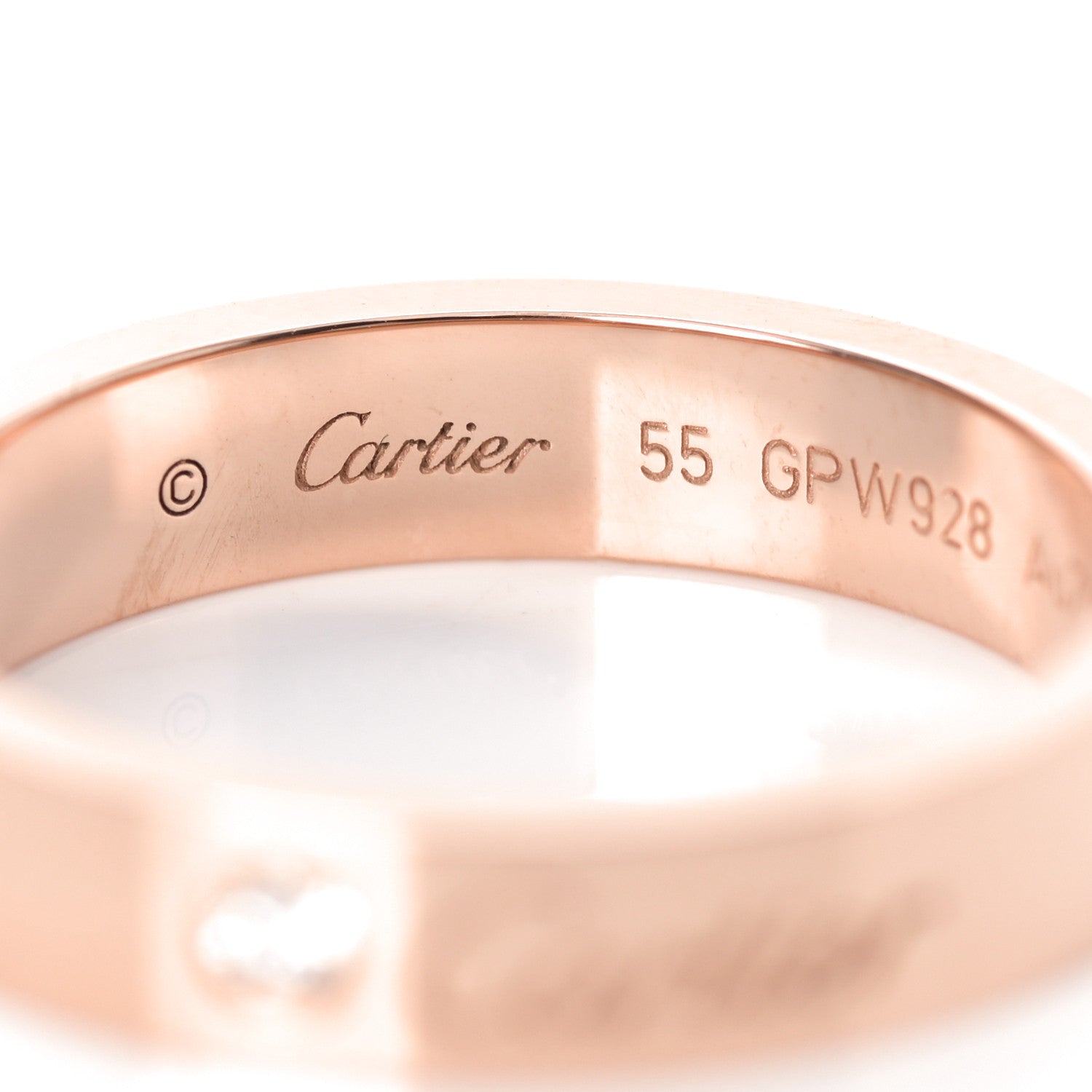 Cartier 18K Pink Gold Diamond 3mm C De Cartier Wedding Band Ring 55 7.25 4 of 6