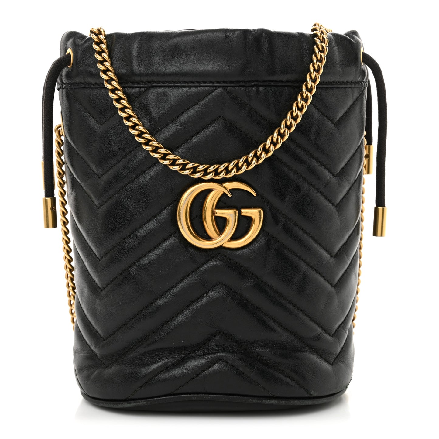 Calfskin Matelasse Mini GG Marmont 2.0 Bucket Bag Black