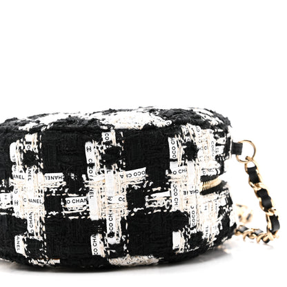 Chanel Tweed Quilted Round Clutch With Chain Black Ecru White 10 of 10