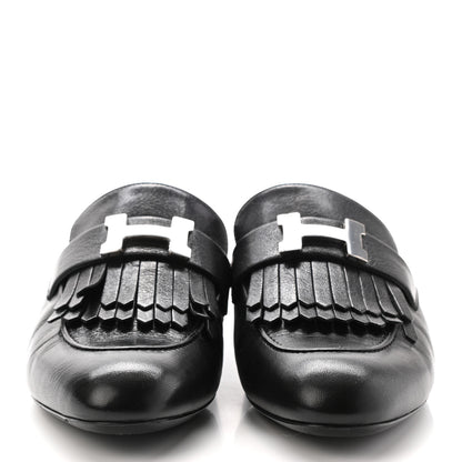 Hermes Goatskin Rivoli Mules 37.5 Black 2 of 13