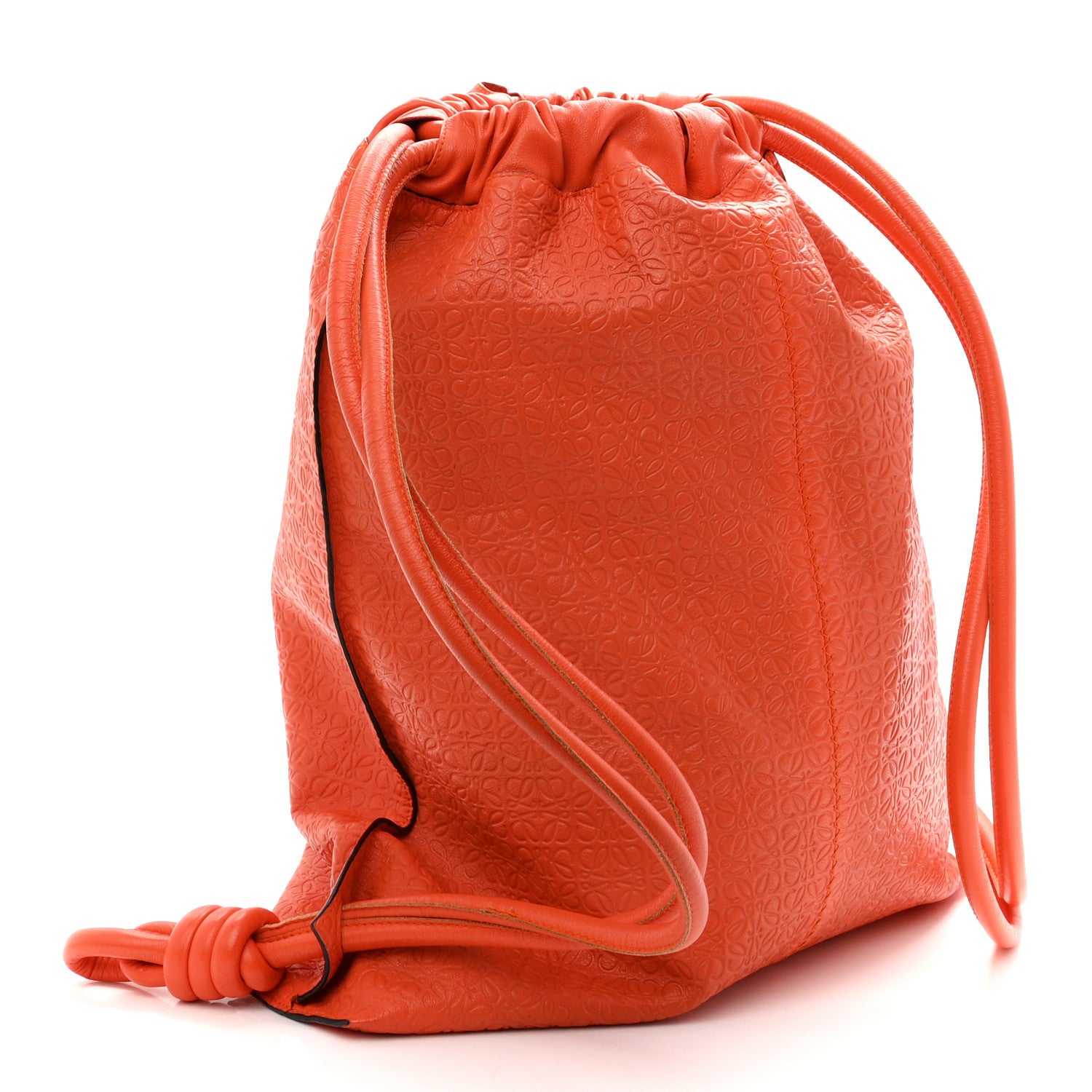 Loewe Calfskin Embossed Anagram Yago Knot Bag Orange 3 of 9