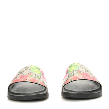 Gucci GG Supreme Monogram Blooms Slide Sandals 36 Beige Multicolor 2 of 7