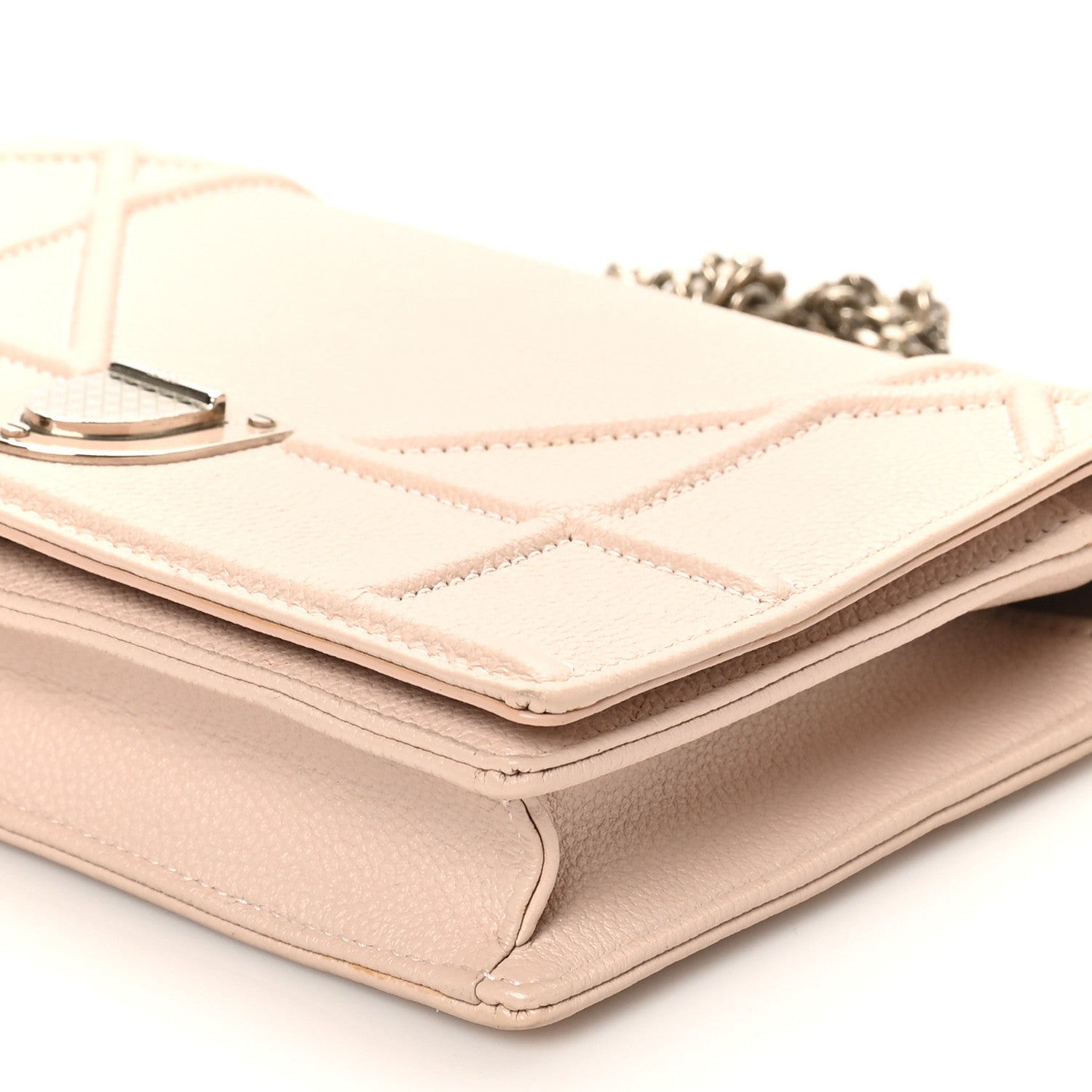 Christian Dior Grained Calfskin Diorama Wallet on Chain Pouch Rose Poudre 9 of 9