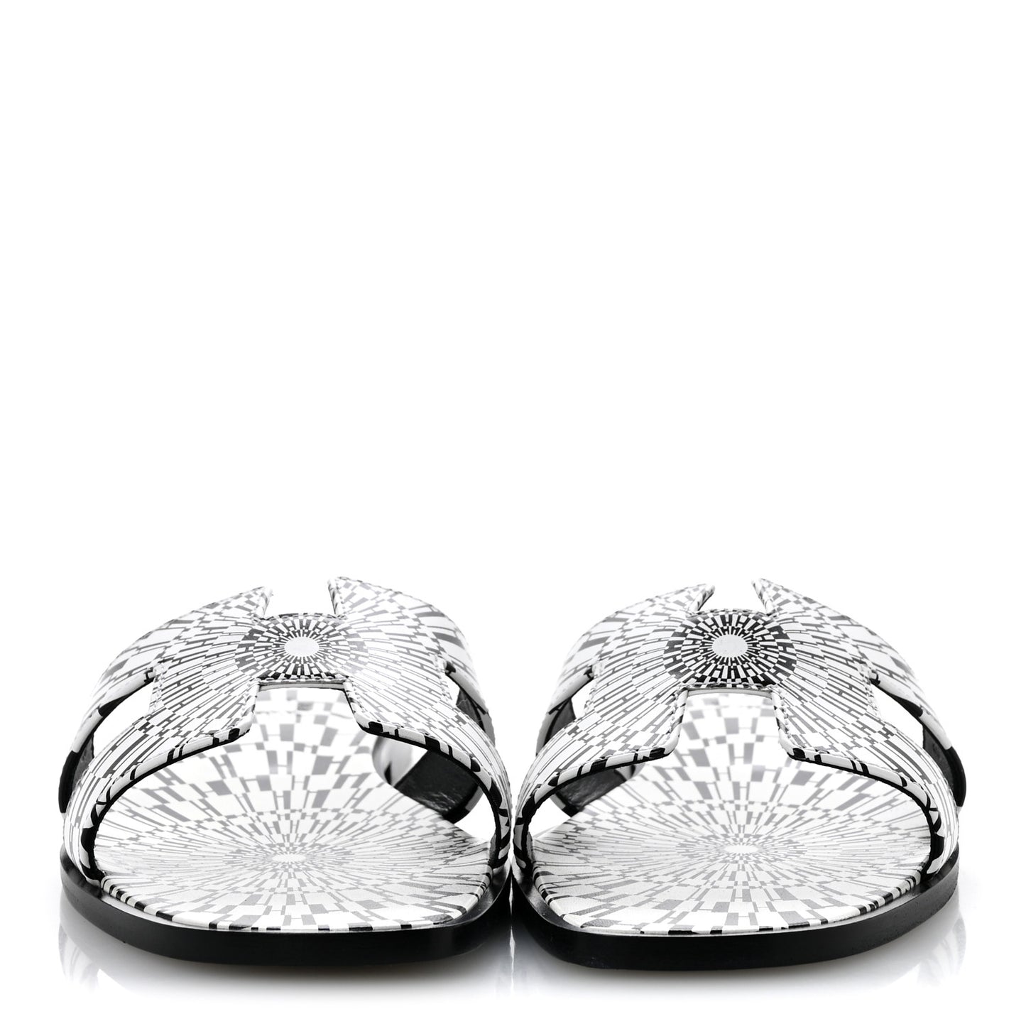 Calfskin Printed Op'H Oran Sandals 40.5 Black White