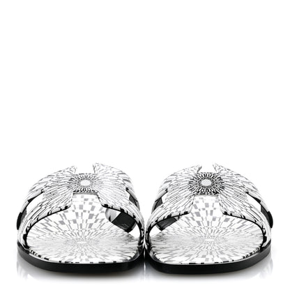Hermes Calfskin Printed Op'H Oran Sandals 40.5 Black White 3 of 10