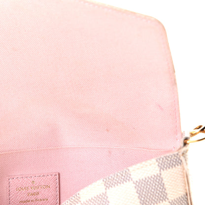 Louis Vuitton Damier Azur Pochette Felicie Chain Wallet Rose Ballerine 7 of 11
