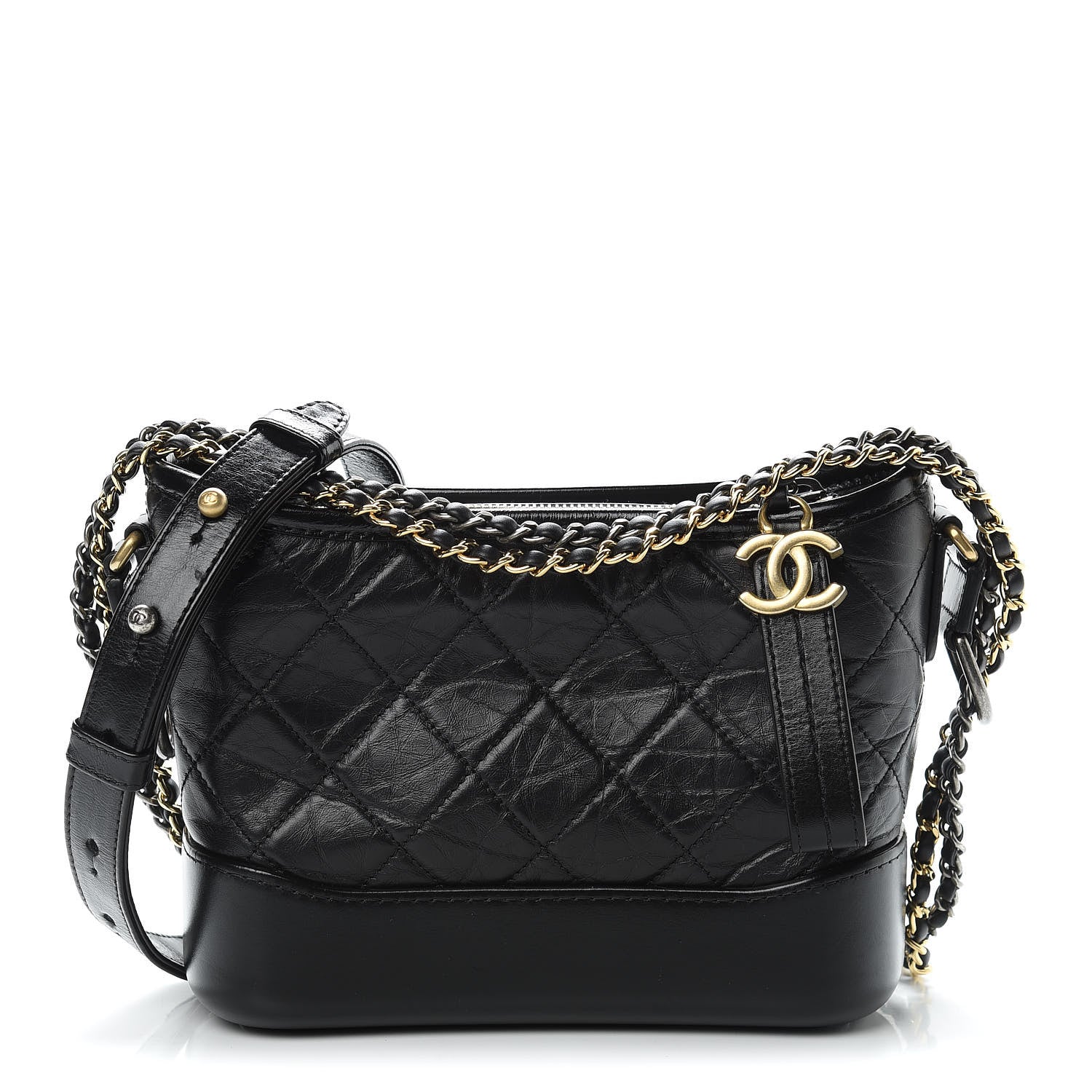 Chanel Aged Calfskin Quilted Small Gabrielle Hobo Black 1 of 11