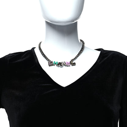 Chanel Crystal Enamel Pearl CC Logo Chain Choker Gold Multicolor 2 of 5