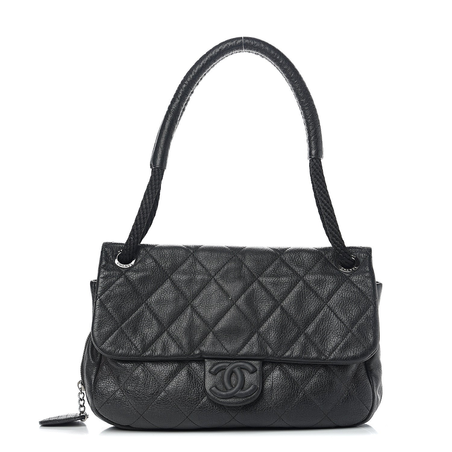 Chanel Calfskin Quilted Expandable Zip Flap Shoulder Bag Black 1 of 17