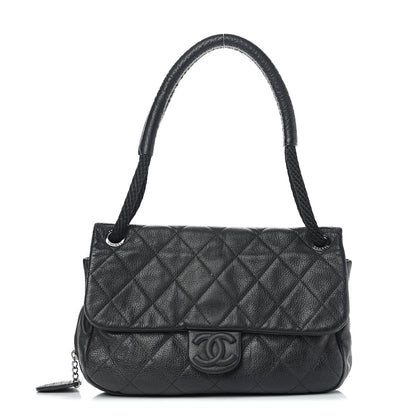Chanel Calfskin Quilted Expandable Zip Flap Shoulder Bag Black 1 of 17