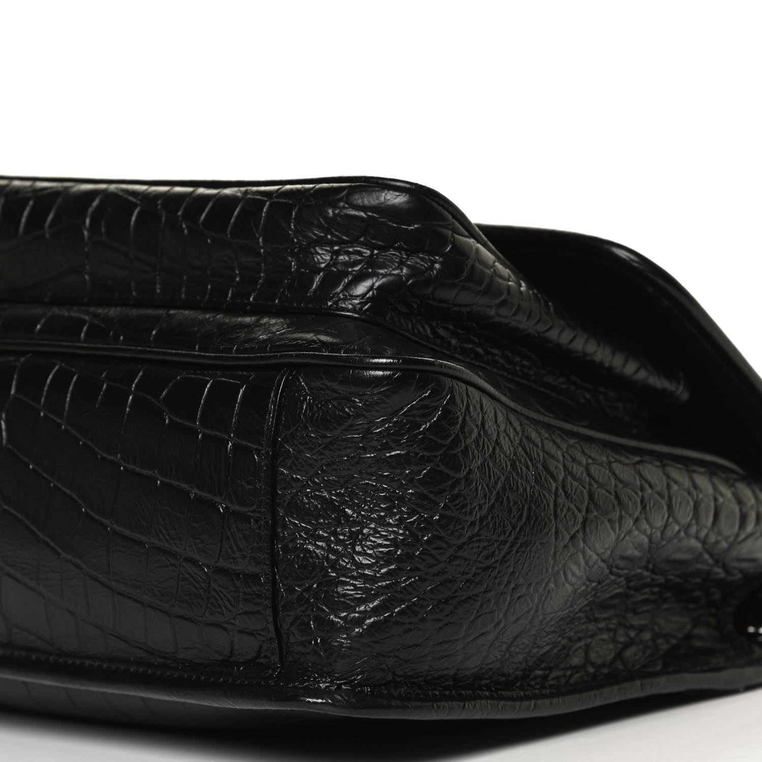 Saint Laurent Crocodile Embossed Lambskin Monogram Medium Niki Chain Satchel Black 11 of 11