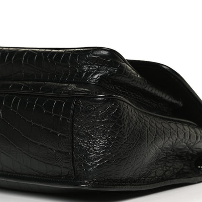 Saint Laurent Crocodile Embossed Lambskin Monogram Medium Niki Chain Satchel Black 11 of 11