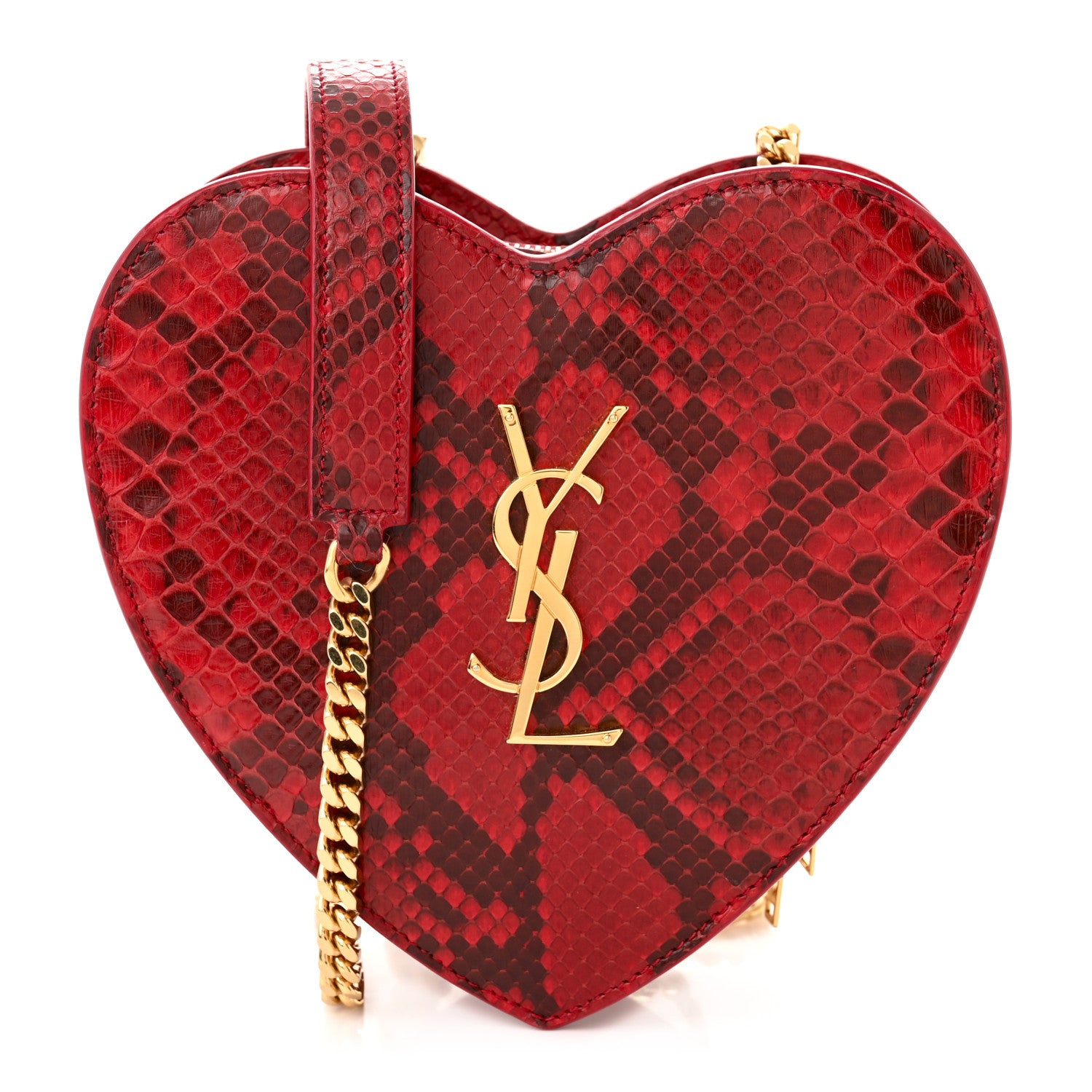 Saint Laurent Python Small Love Heart Chain Bag Red Black 1 of 10