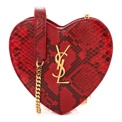 Saint Laurent Python Small Love Heart Chain Bag Red Black 1 of 10