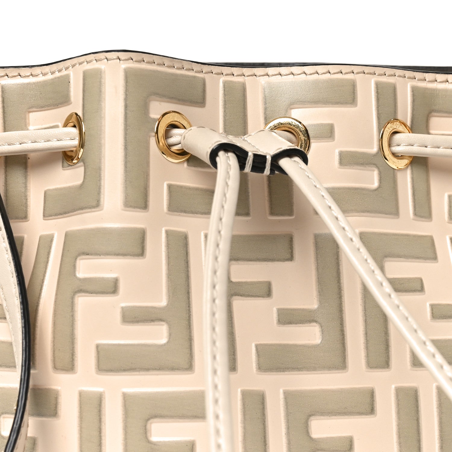 Fendi Vitello Liberty F is Fendi Bi-Color FF 1974 Embossed Mini Mon Tresor Bucket Bag Camelia Mandorlo 8 of 10