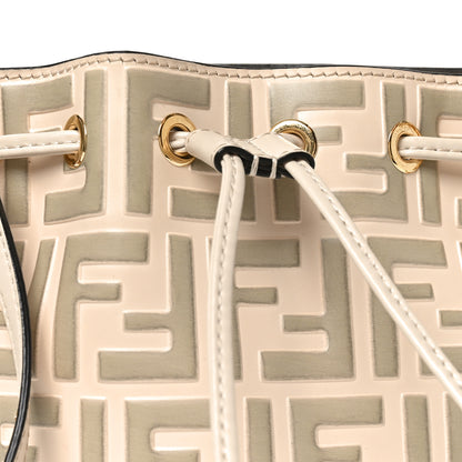 Fendi Vitello Liberty F is Fendi Bi-Color FF 1974 Embossed Mini Mon Tresor Bucket Bag Camelia Mandorlo 8 of 10