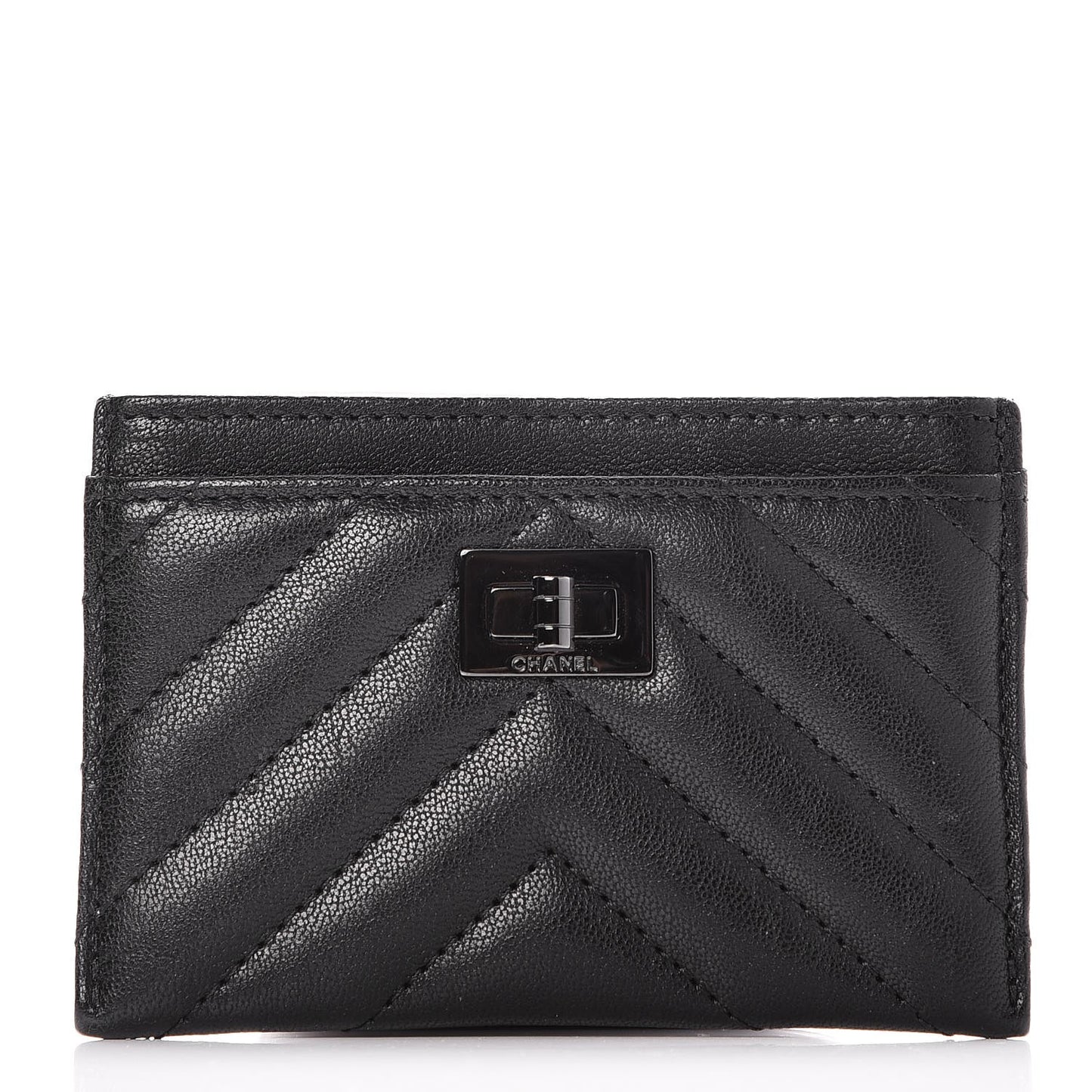 Sheepskin Chevron Quilted Reissue Card Holder So Black