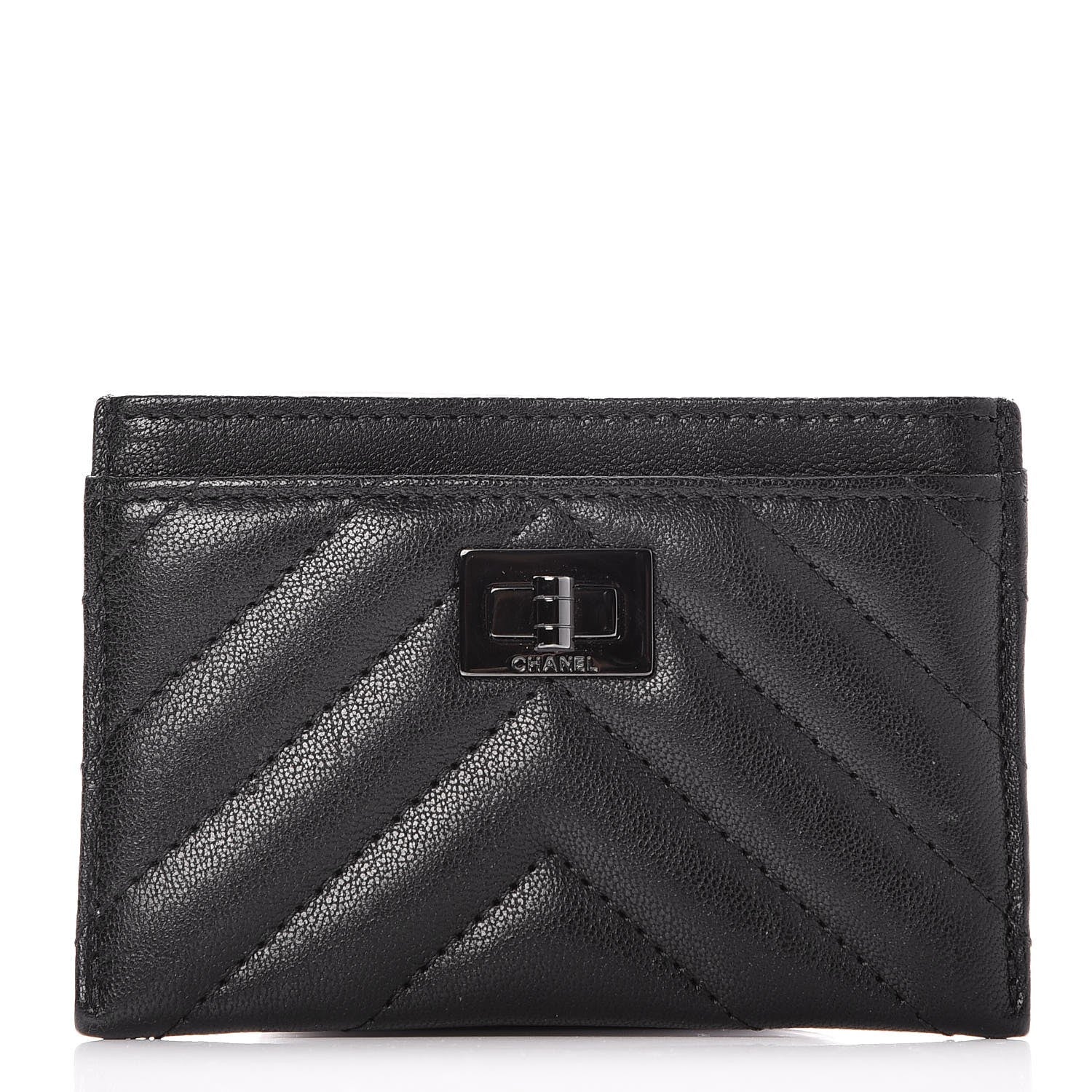 Chanel Sheepskin Chevron Quilted Reissue Card Holder So Black 1 of 9