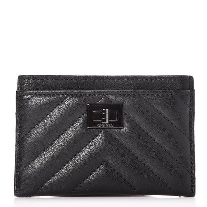 Chanel Sheepskin Chevron Quilted Reissue Card Holder So Black 1 of 9
