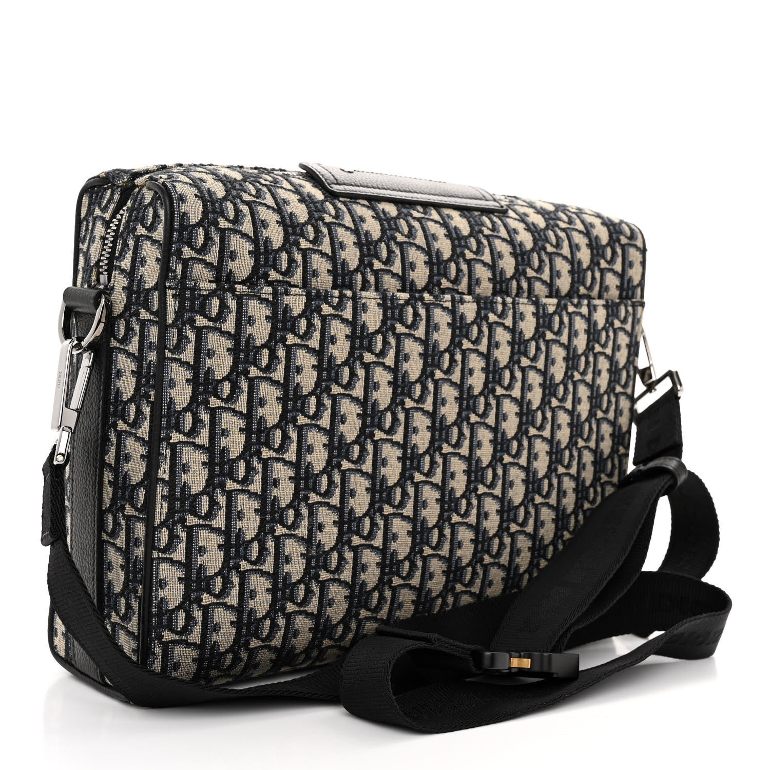 Christian Dior Oblique Jacquard Grained Calfskin Lingot Pouch Beige Black 3 of 10
