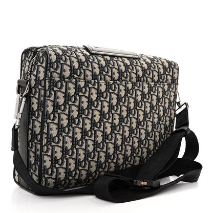Christian Dior Oblique Jacquard Grained Calfskin Lingot Pouch Beige Black 3 of 10