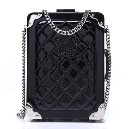 Chanel Plexiglass Patent Quilted Minaudiere Clutch Black 1 of 13