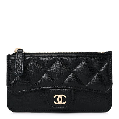 Chanel Caviar Quilted Flap Zip Card Holder Black 1 of 8