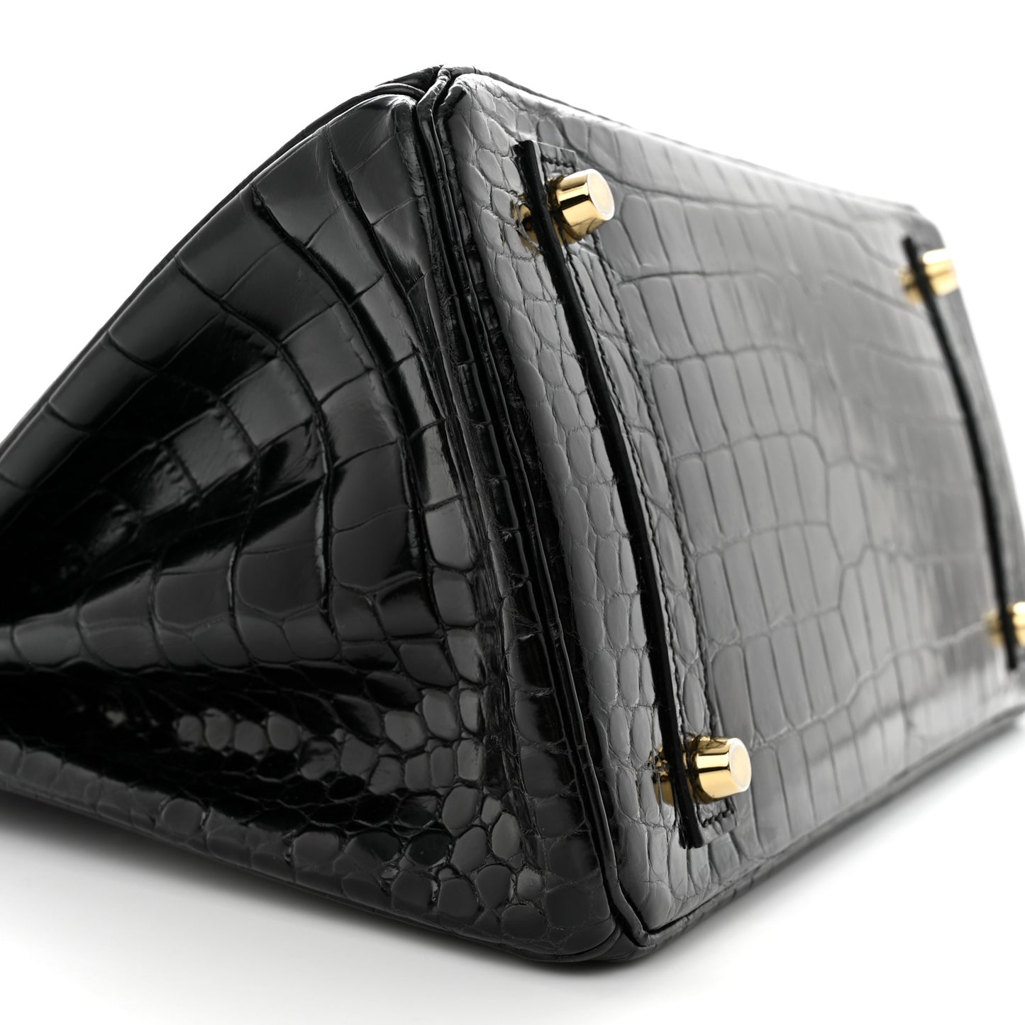 Shiny Porosus Crocodile Birkin 30 Black