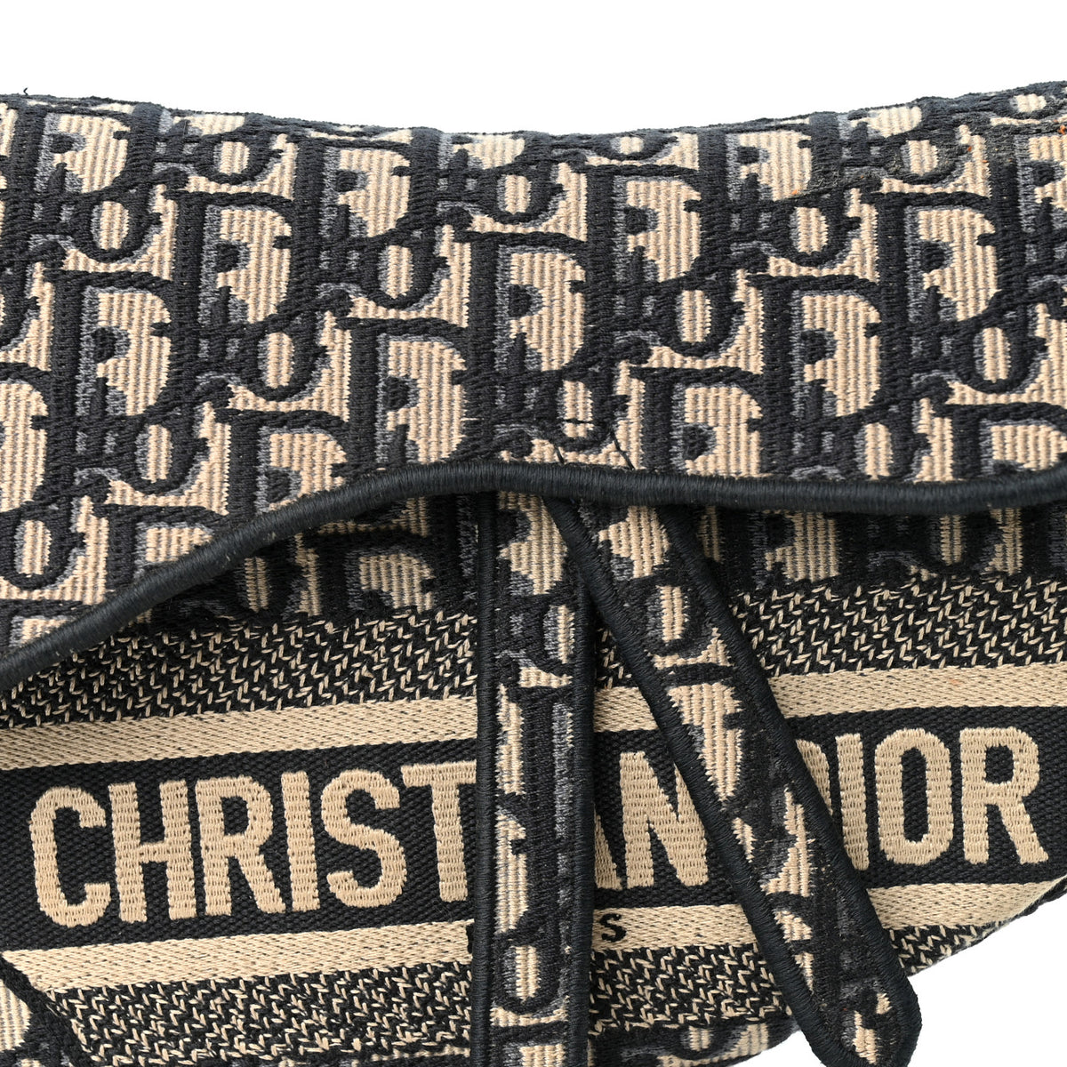 Oblique Embroidered Saddle Bag Blue