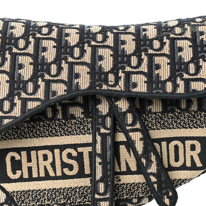 Christian Dior Oblique Embroidered Saddle Bag Blue 8 of 11