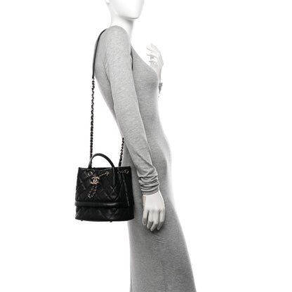 Chanel Caviar Quilted Rolled Up Bucket Drawstring Bag Black 2 of 10