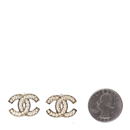 Chanel Pearl CC Earrings Light Gold 2 of 5