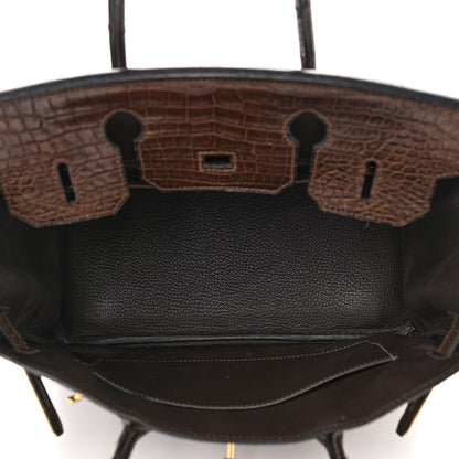 Hermes Shiny Porosus Crocodile Birkin 30 Havane 5 of 19