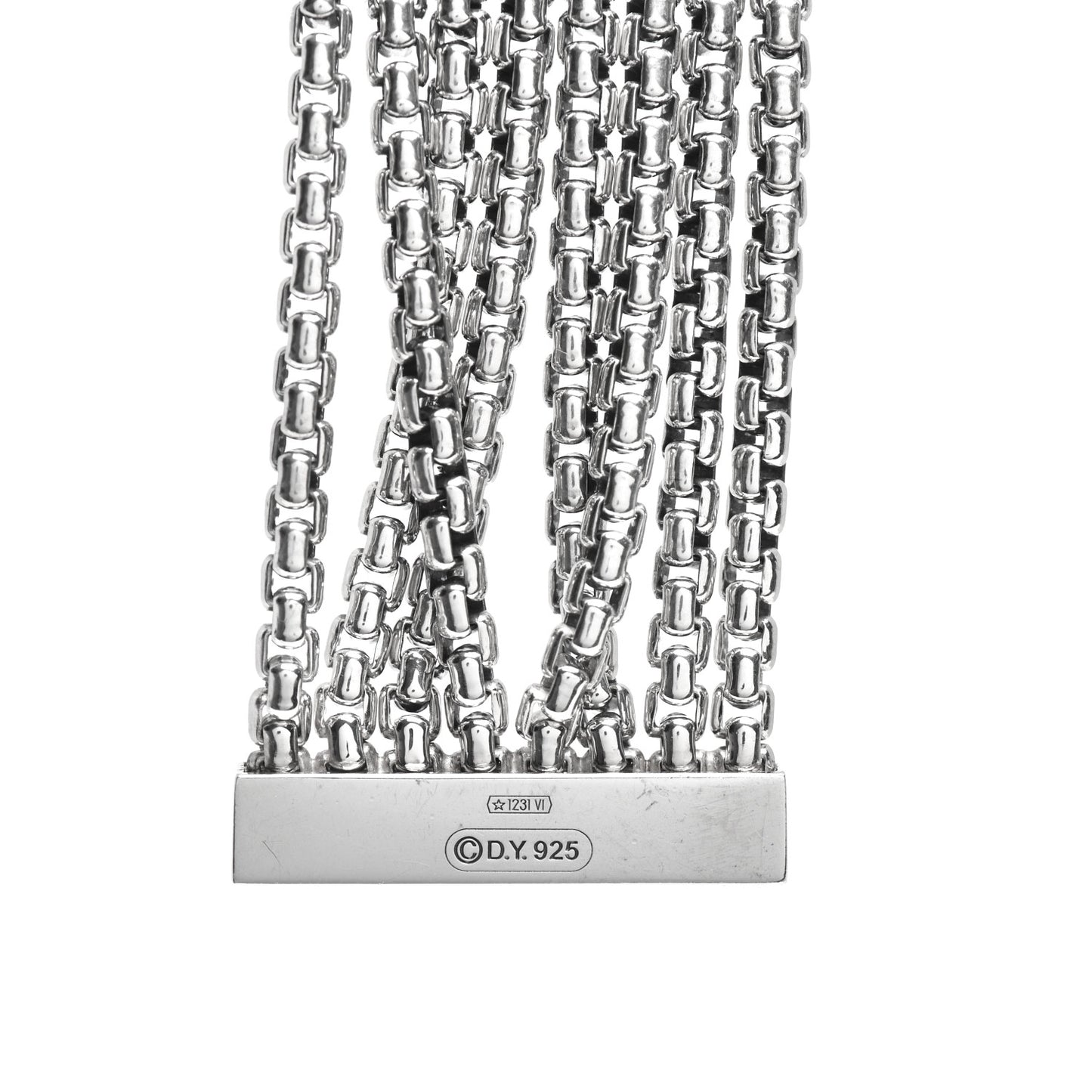 Sterling Silver Eight-Row Box Chain Bracelet