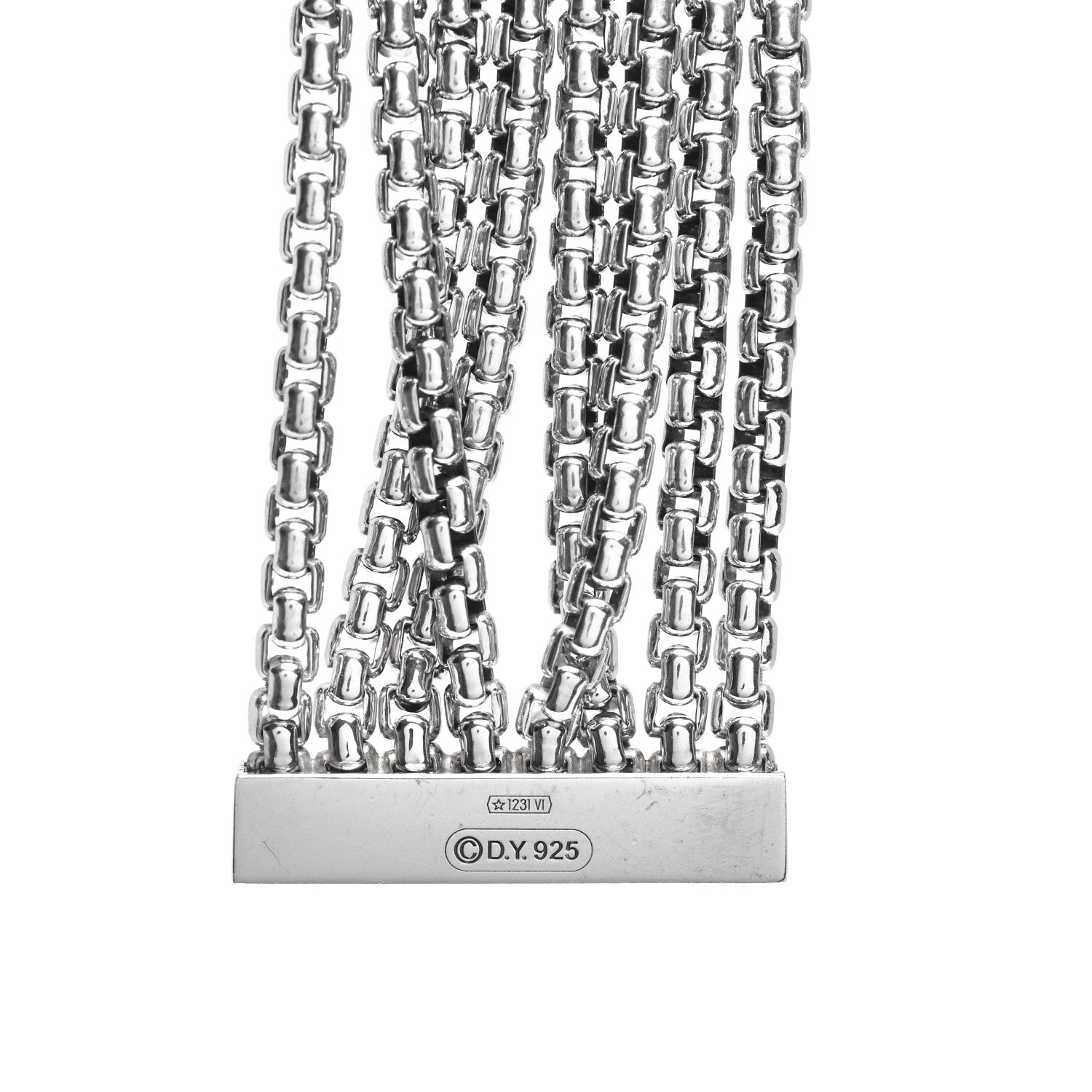 David Yurman Sterling Silver Eight-Row Box Chain Bracelet 4 of 5