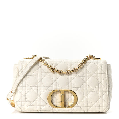 Christian Dior Supple Calfskin Cannage Medium Caro Bag Ivory 1 of 10