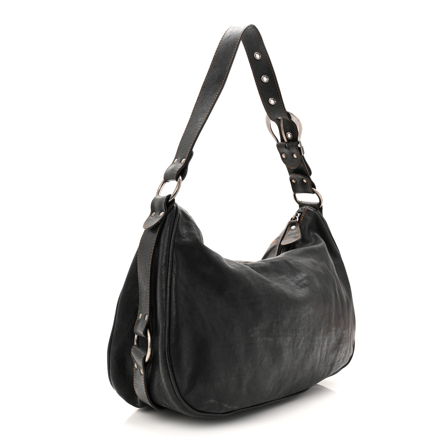 Christian Dior Calfskin Medium Gaucho Double Saddle Bag Black 3 of 10