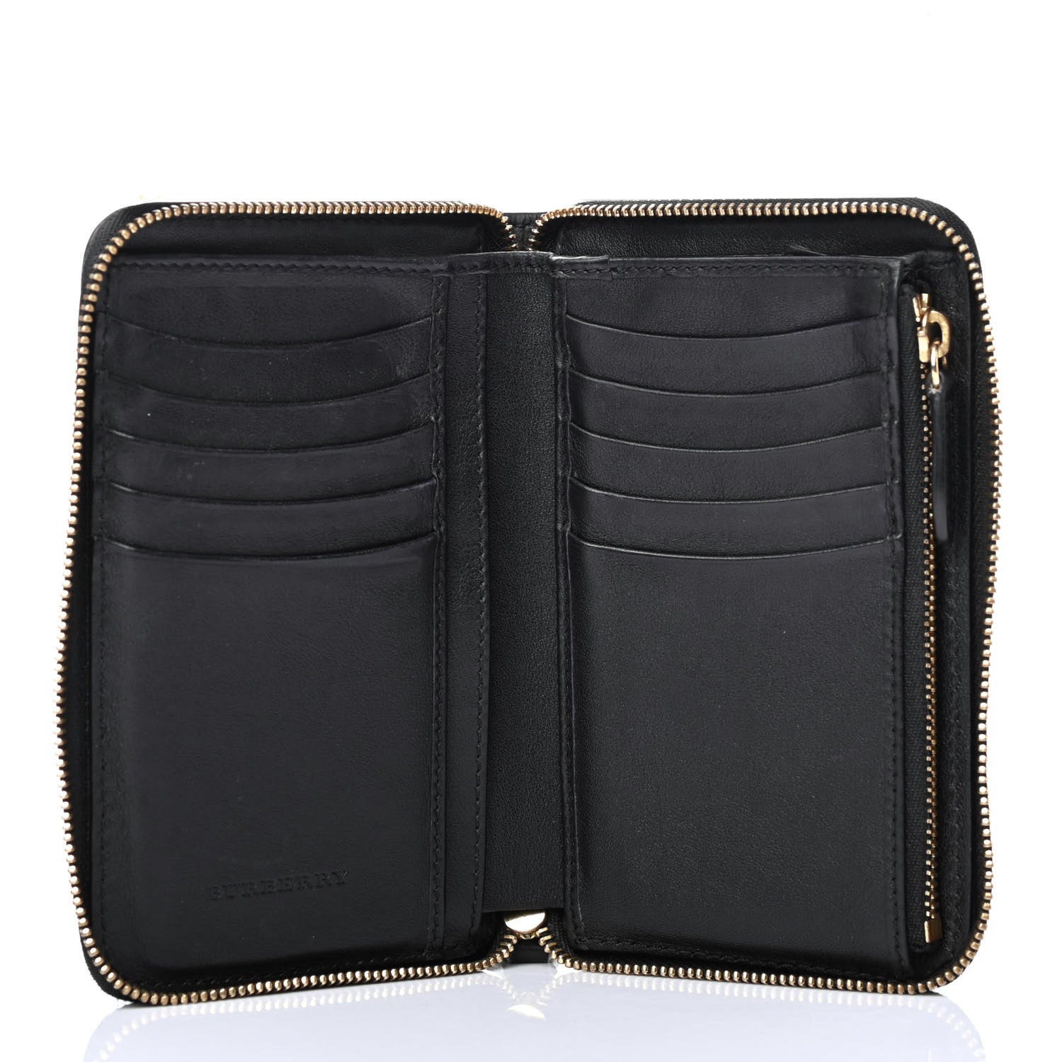 Burberry Calfskin Horseferry Check Medium Marston Zip Around Wallet Black 4 of 4