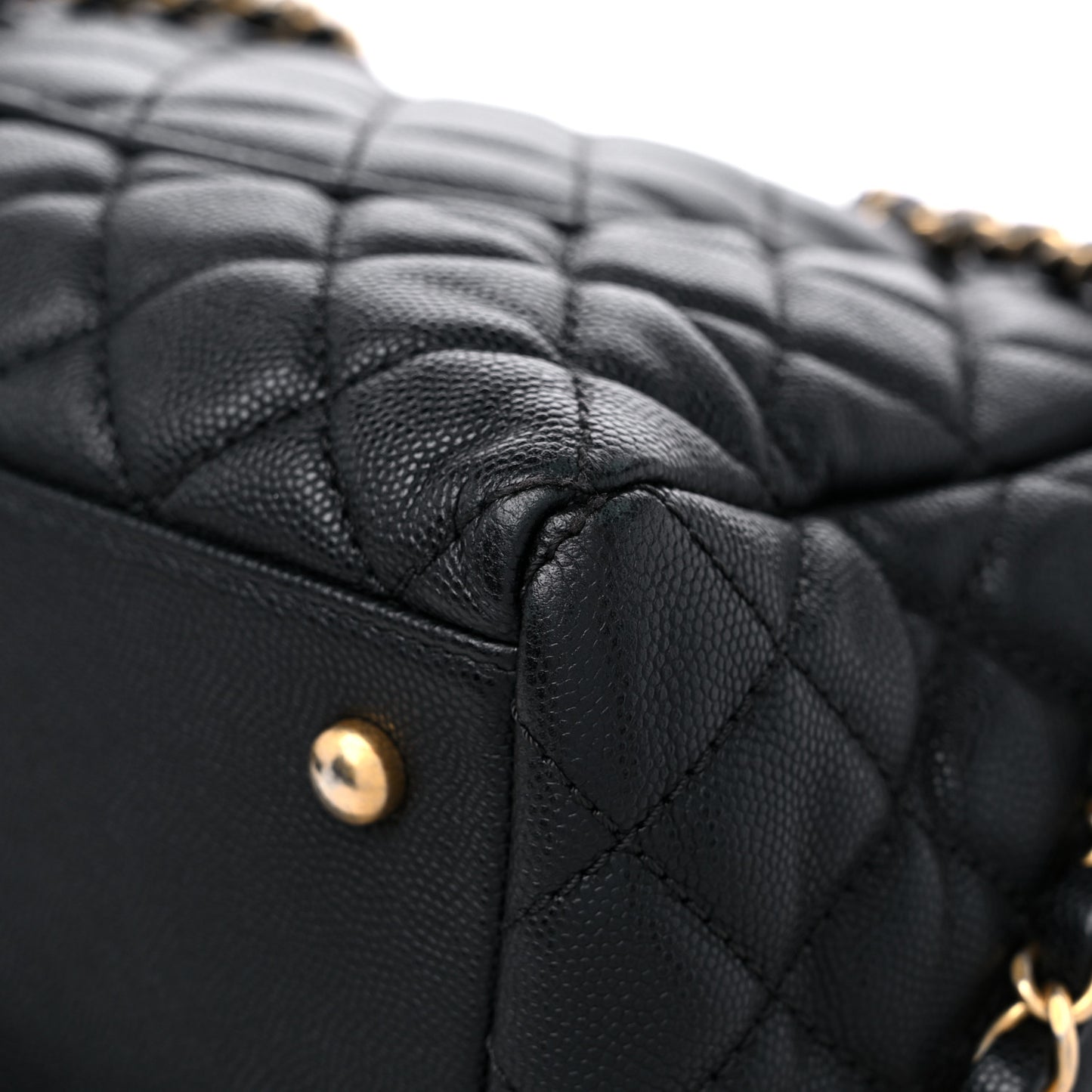 Caviar Quilted Coco Handle Shopping Tote Black