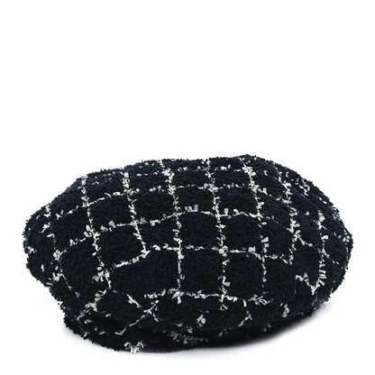 Chanel Tweed Beret Hat M Black White 1 of 8