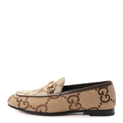 Gucci Monogram Jumbo GG Malaga Kid Horsebit Womens Jordaan Loafers 35.5 Beige Ebony New Acero 1 of 10