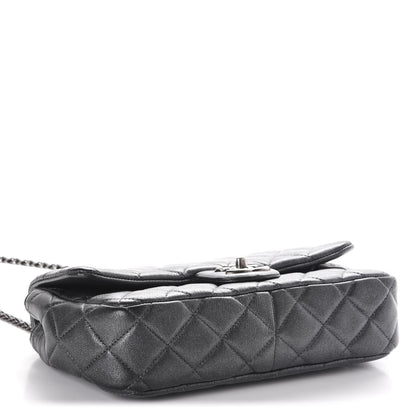 Chanel Metallic Calfskin Quilted Medium CC Eyelet Flap Dark Silver 4 of 11