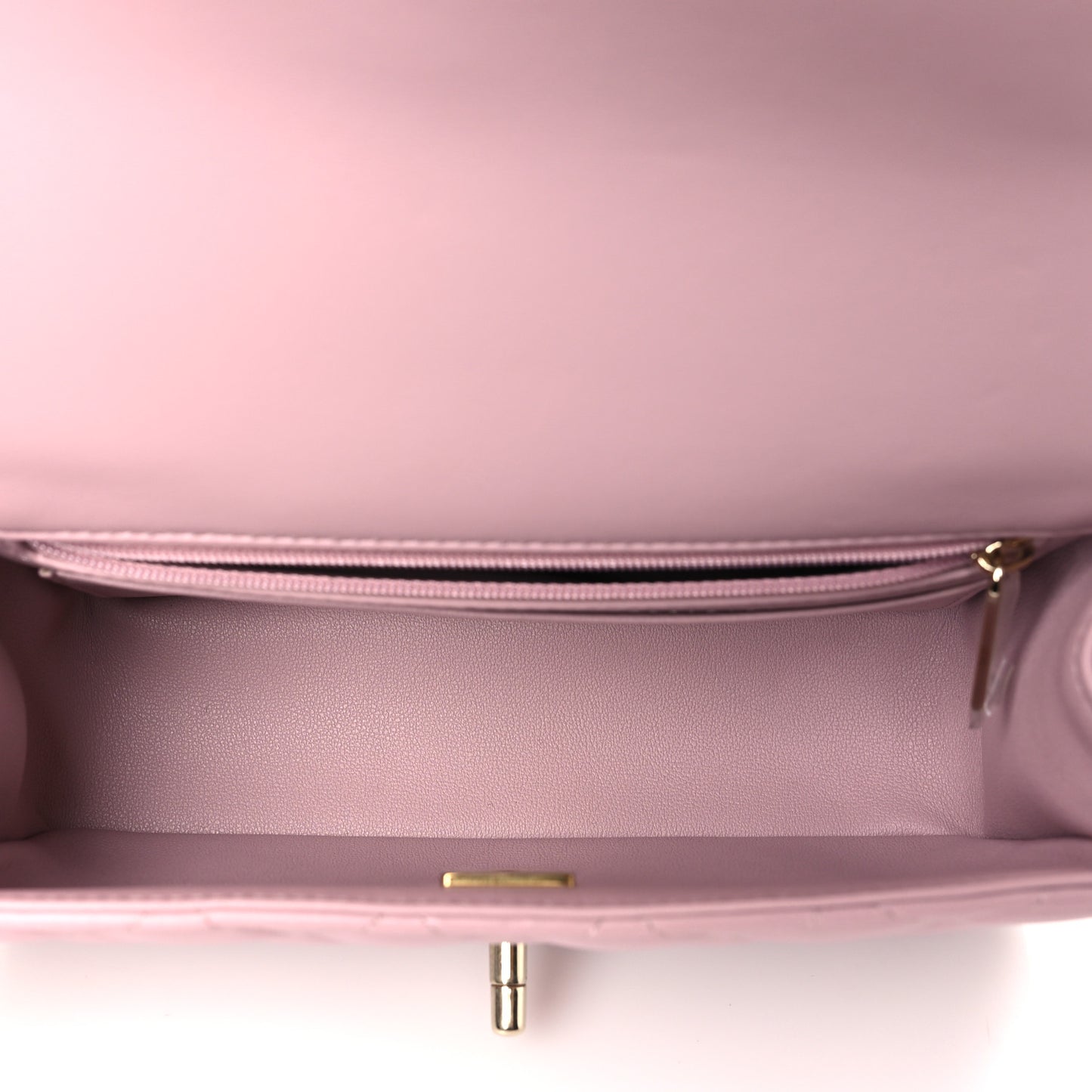 Lambskin Quilted Mini Top Handle Rectangular Flap Light Pink