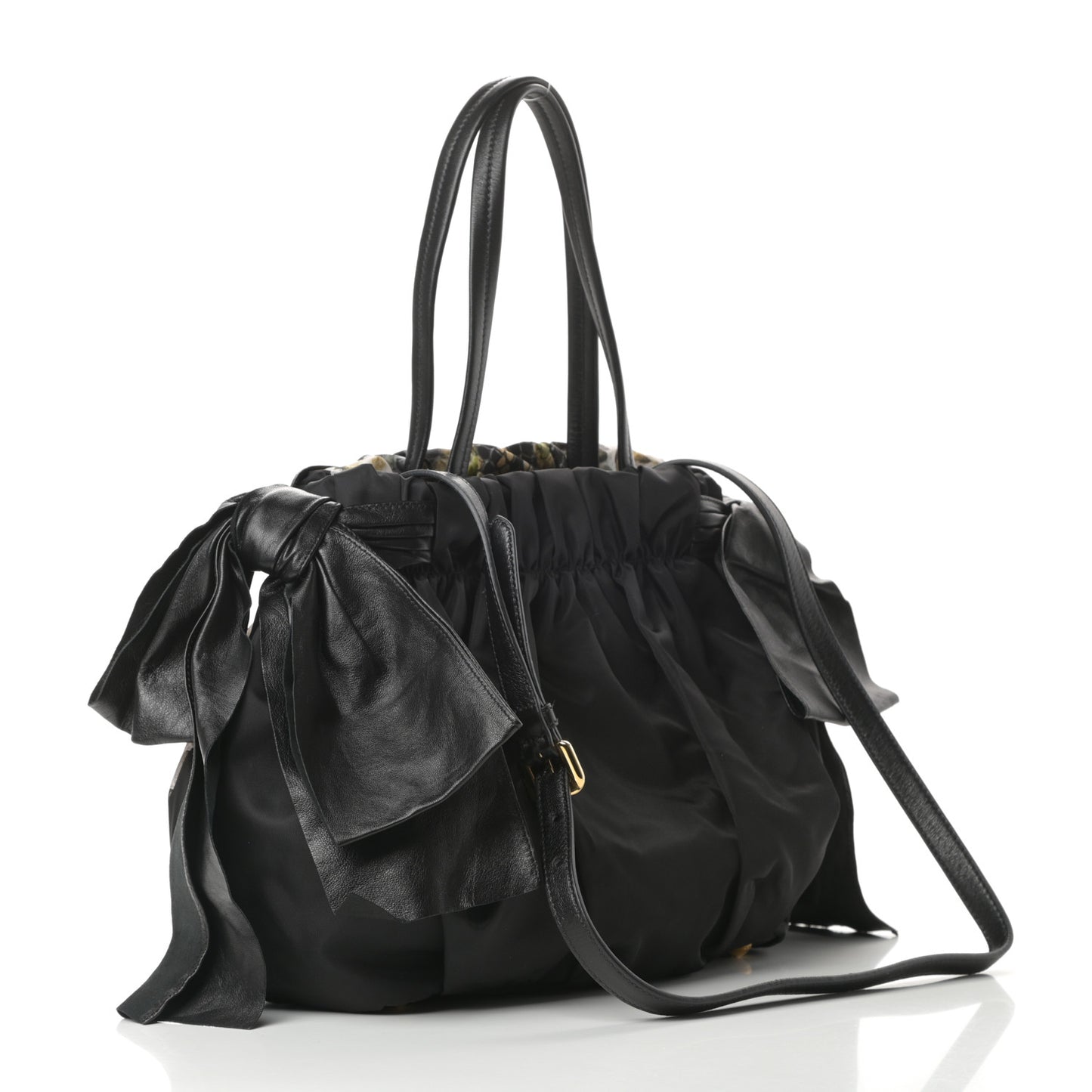 Nylon Python Print Large Bow Bag Verde