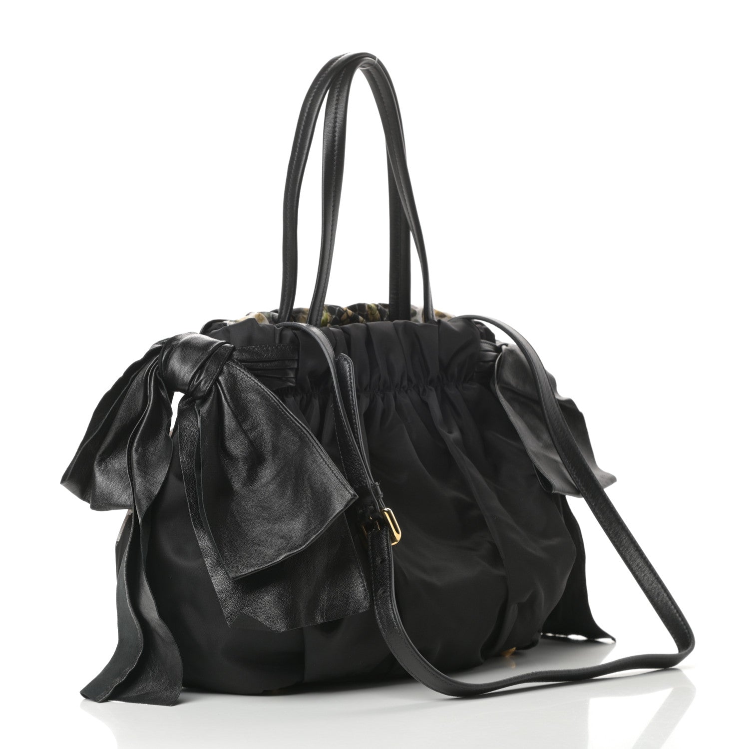 Prada Nylon Python Print Large Bow Bag Verde 3 of 11