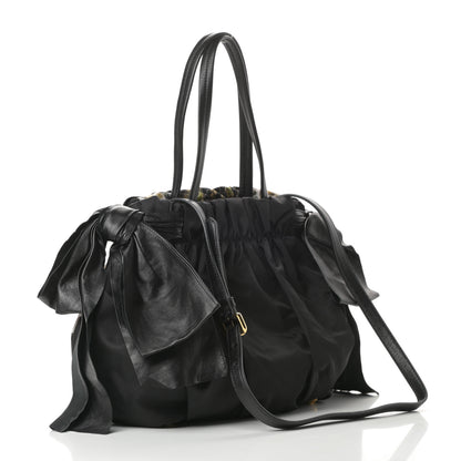 Prada Nylon Python Print Large Bow Bag Verde 3 of 11