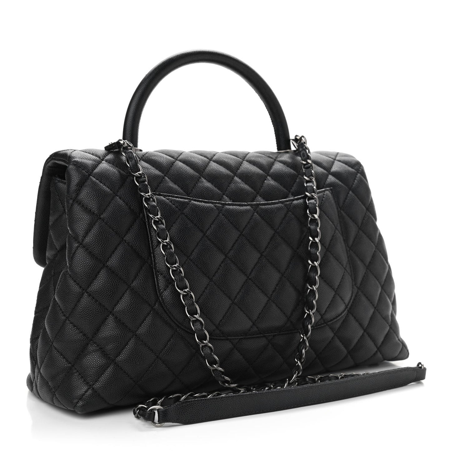 Caviar Quilted Medium Coco Handle Flap Black